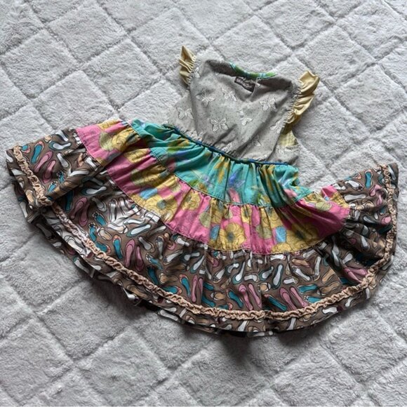 Matilda Jane | Multi Color Butterfly Rollercoaster Tiered Dress | Size 2 - Picture 3 of 7